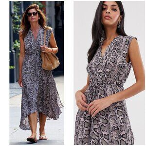 💕ALLSAINTS💕 Tate Misra Asymmetric Hem Dress ~ Python Snake Print Large L NWOT